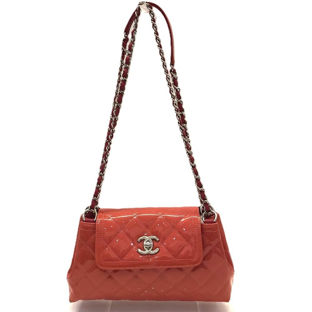 Chanel Matelassé Patent Leather Chain Shoulder Bag, Pink, Serial Number 20s